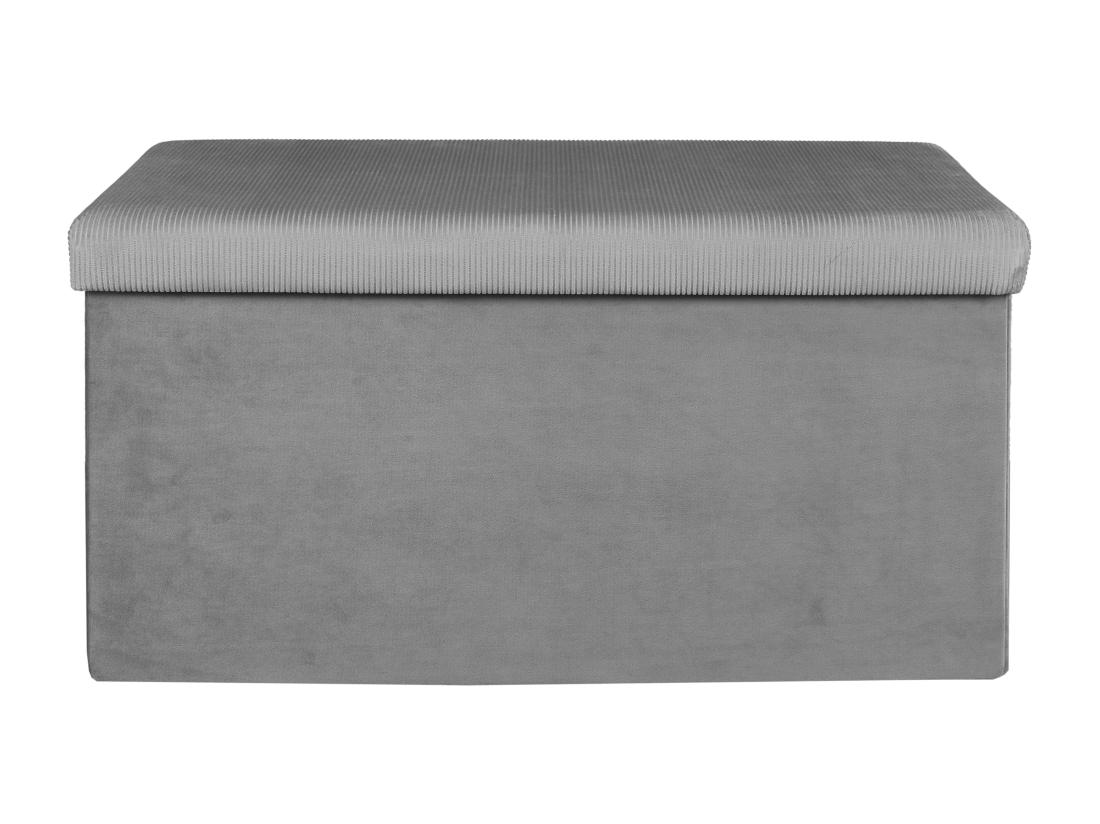 Vente Unique Coffre Banc Pliable Velours Cotele Giulia Gris