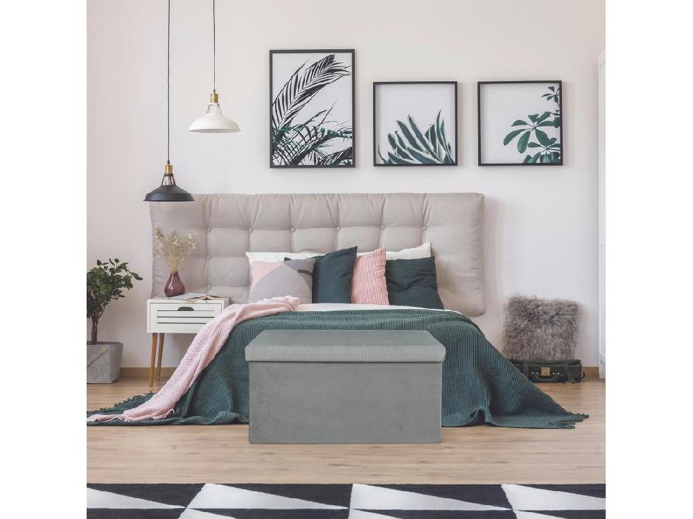 vente unique Coffre Banc Pliable Velours Cotele Giulia Gris
