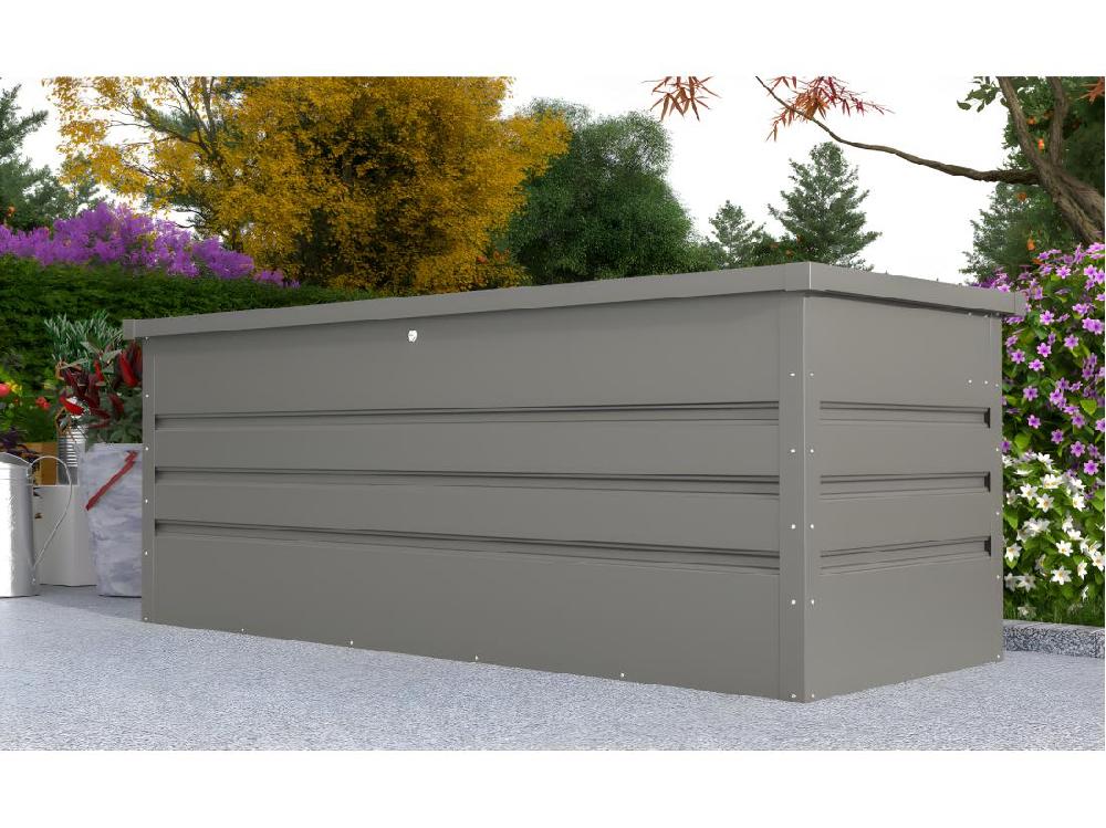 Vente Unique Coffre De Rangement De Jardin En Acier Galvanisé Gris - 582L - TOMASO