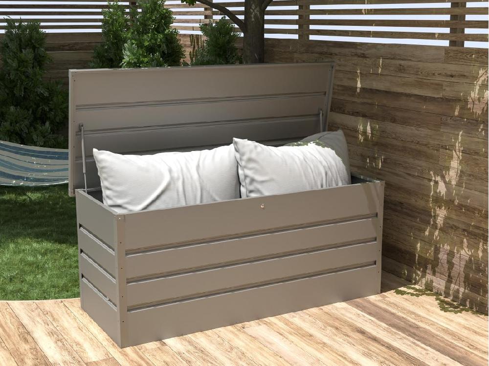 vente unique Coffre de rangement de jardin en acier galvanisé gris - 750L - TOMASO
