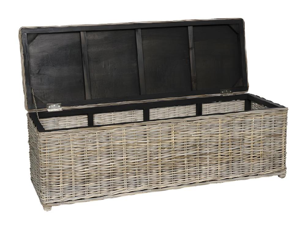 Vente Unique Coffre De Rangement En Kubu - L130 X P45 X H44 Cm - Gris Naturel - GAO