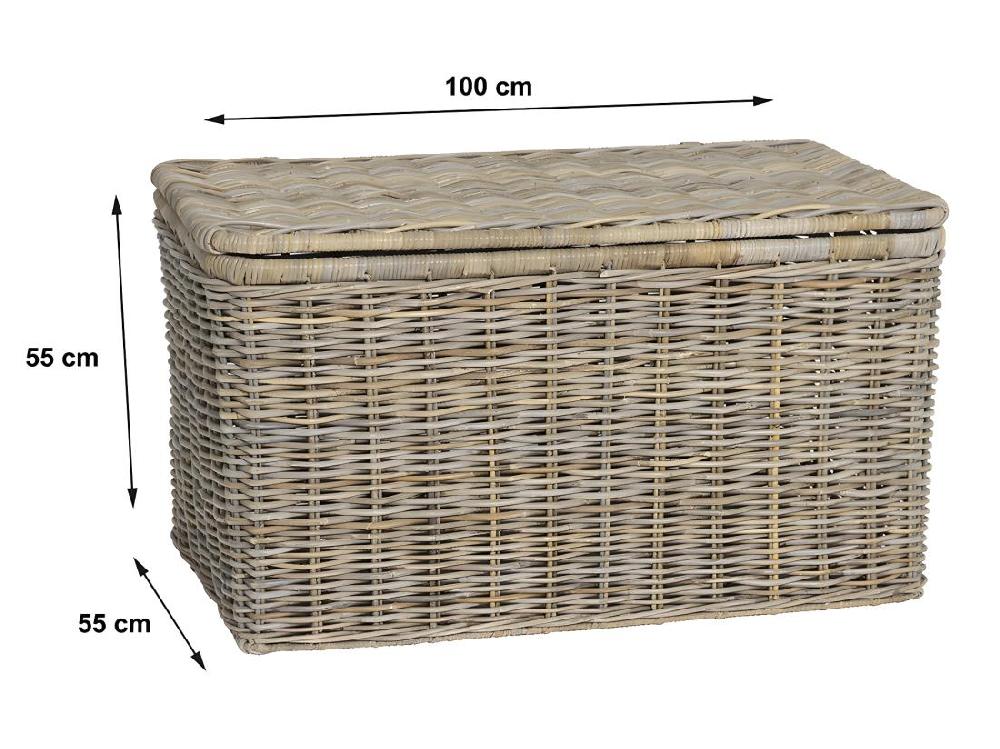 Vente Unique Coffre De Rangement En Kubu TIMGAD - L100 X P55 X H55 Cm - Gris Naturel