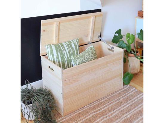 Vente Unique Coffre De Rangement En Pin Brut 135 Litres