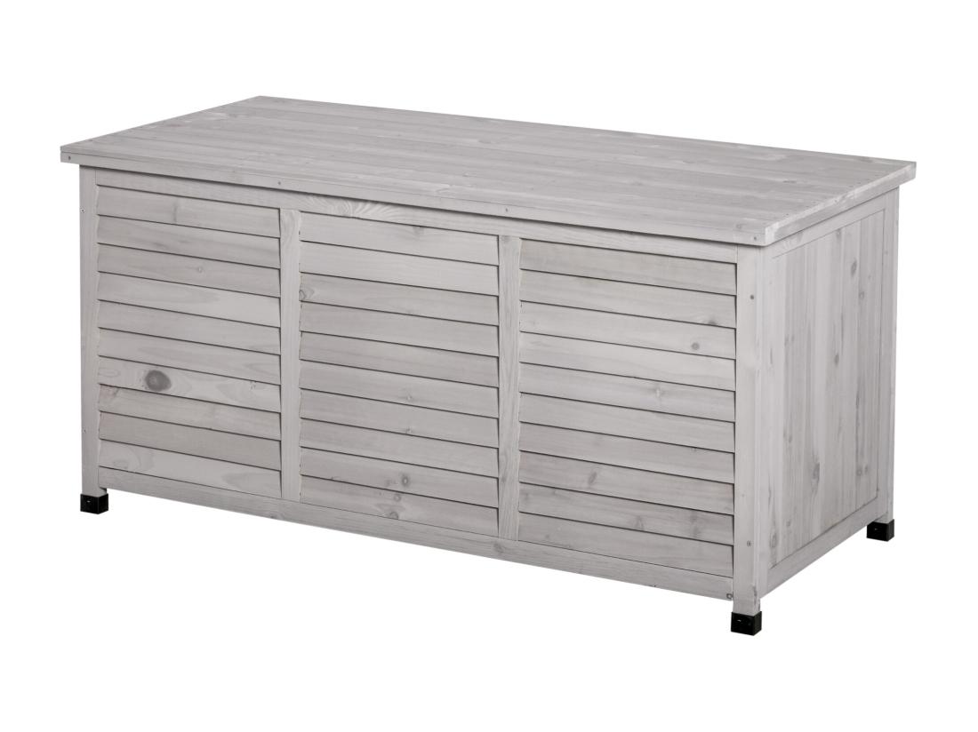 Vente Unique Coffre De Rangement Extérieur Façade Persienne - Coffre Jardin 283L - Dim. 127 X 56 X 60cm - Bois Gris
