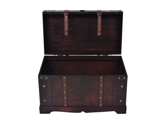 Vente Unique Coffre De Rangement Portable Bois Marron Canvas