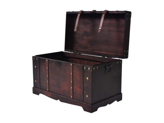 vente unique Coffre de rangement portable bois marron Canvas