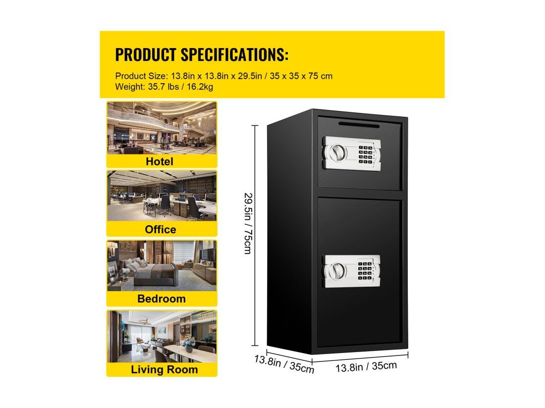 Vente Unique Coffre-fort Numérique En Fer Robuste Boîte De Sécurité à Clavier Numérique En Fer 83 8 CM Avec Serrure Sécurisée Pour Argent Et Bijoux
