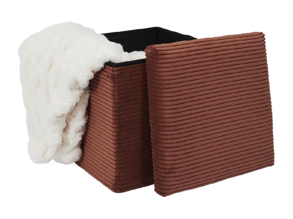 Vente Unique Coffre Pouf Pliable Cotele Scott Terra