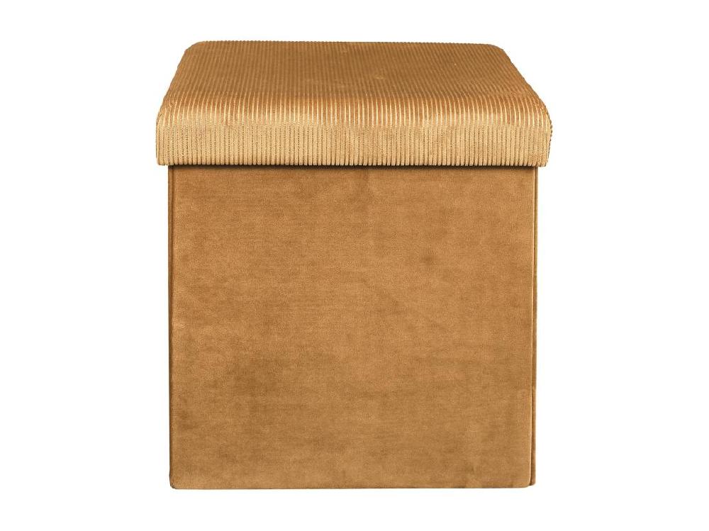 Vente Unique Coffre Pouf Pliable Velours Cotele Giulia Jaune