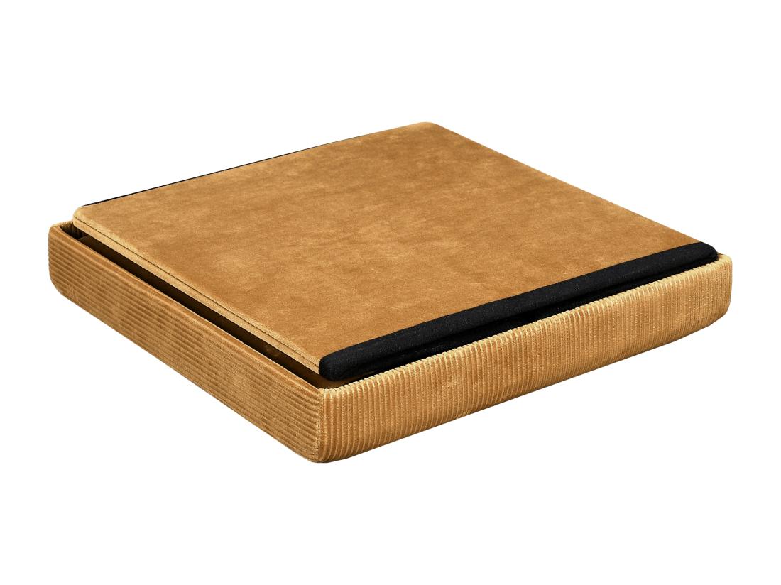 Vente Unique Coffre Pouf Pliable Velours Cotele Giulia Jaune