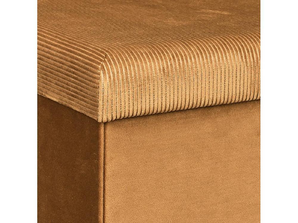 Vente Unique Coffre Pouf Pliable Velours Cotele Giulia Jaune