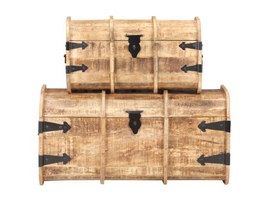 Vente Unique Coffres De Rangement 2 Pcs Bois De Manguier Massif