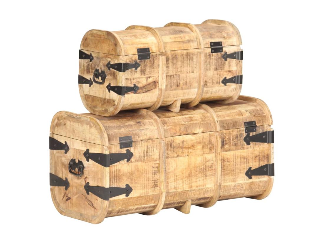 Vente Unique Coffres De Rangement 2 Pcs Bois De Manguier Massif