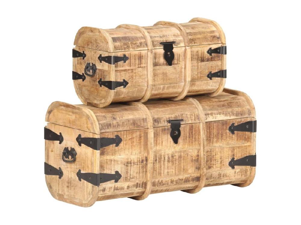 vente unique Coffres de rangement 2 pcs Bois de manguier massif
