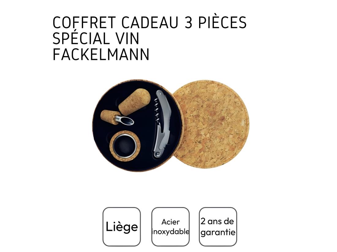 Vente Unique Coffret Cadeau D'accessoires Pour Bouteille De Vin 3 Pièces Avec Boite En Liège Fackelmann Gift