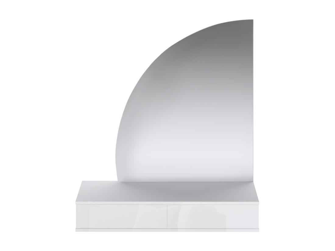 Vente Unique Coiffeuse Suspendue Avec Miroir à LEDs - 2 Tiroirs - Blanc Brillant - JINEZA