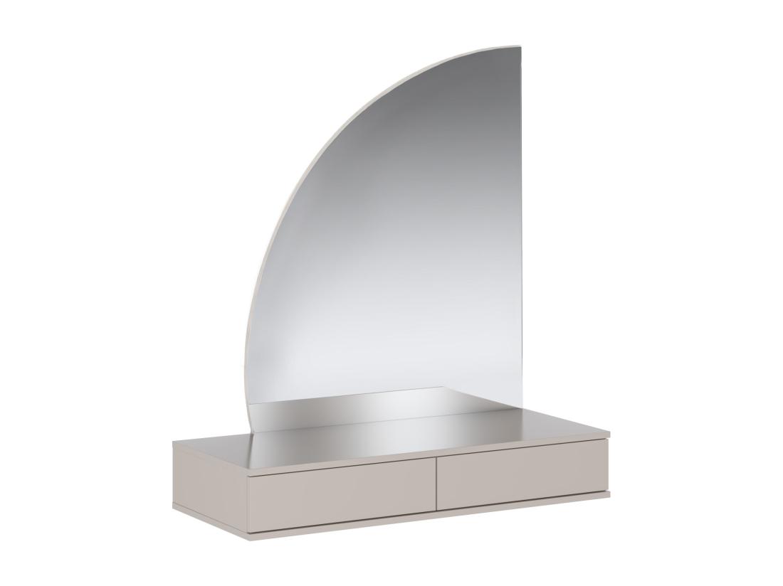Vente Unique Coiffeuse Suspendue Avec Miroir à LEDs - 2 Tiroirs - Beige Mat - JINEZA