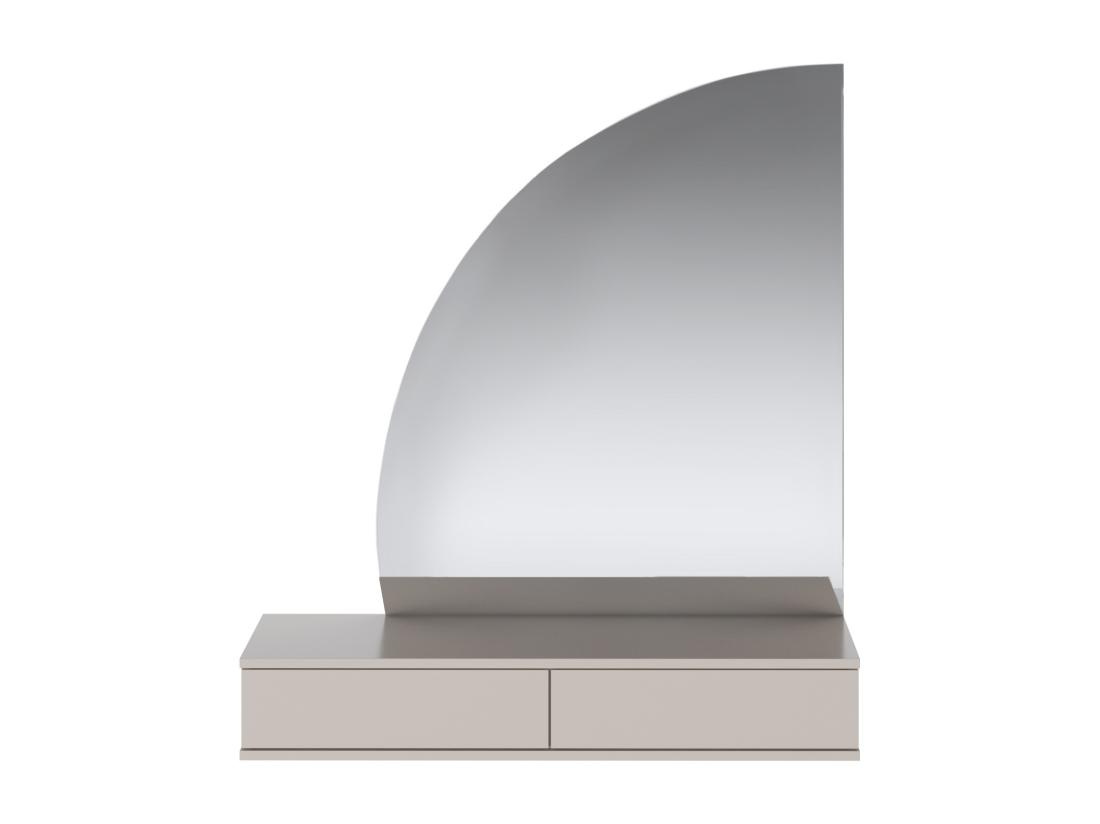 Vente Unique Coiffeuse Suspendue Avec Miroir à LEDs - 2 Tiroirs - Beige Mat - JINEZA