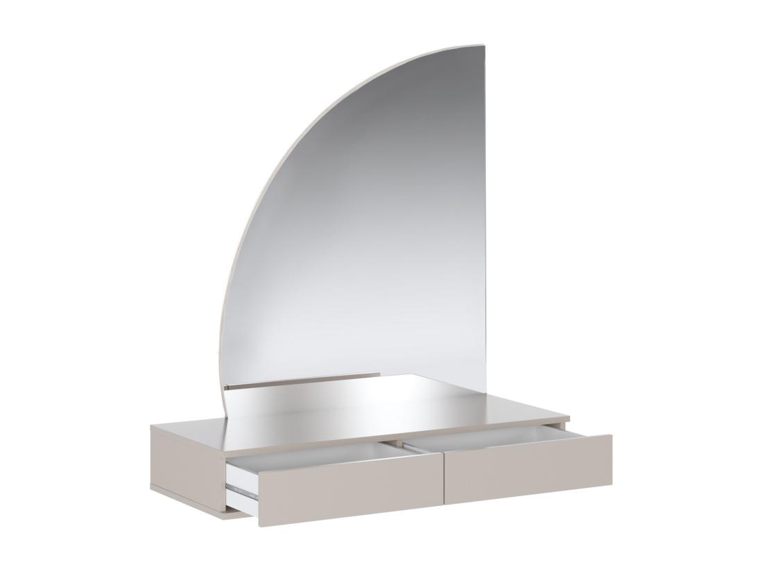 Vente Unique Coiffeuse Suspendue Avec Miroir à LEDs - 2 Tiroirs - Beige Mat - JINEZA
