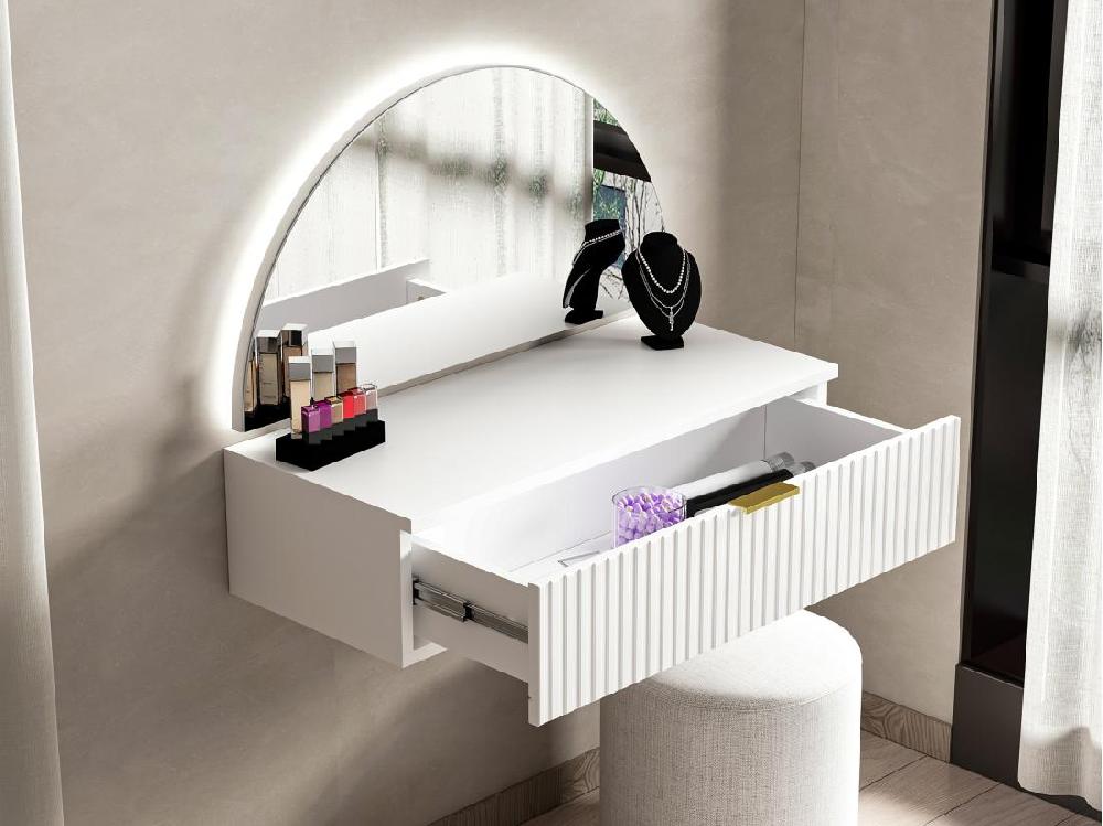 Vente Unique Coiffeuse Suspendue Avec Miroir Et LEDs - 1 Tiroir - Blanc - FRALYN De Pascal Morabito