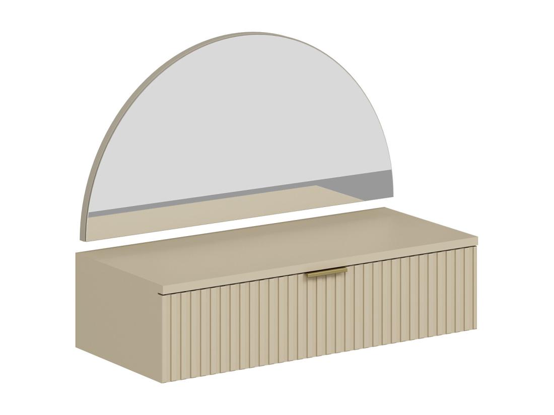 Vente Unique Coiffeuse Suspendue Avec Miroir Et LEDs - 1 Tiroir - Beige - FRALYN De Pascal Morabito