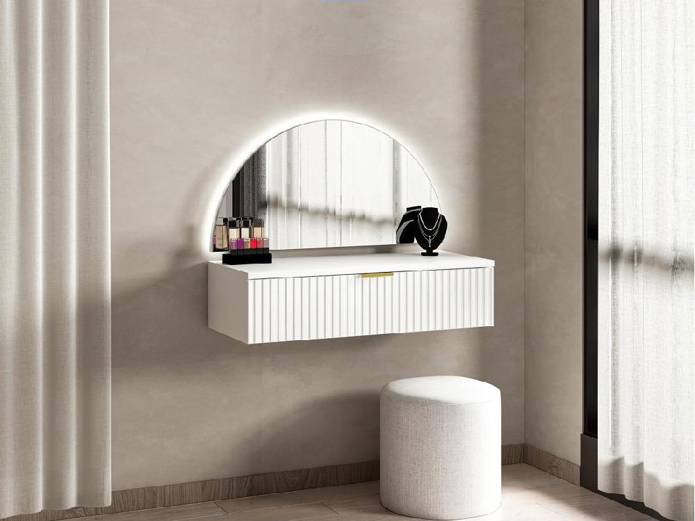 Vente Unique Coiffeuse Suspendue Avec Miroir Et LEDs - 1 Tiroir - Blanc - FRALYN De Pascal Morabito