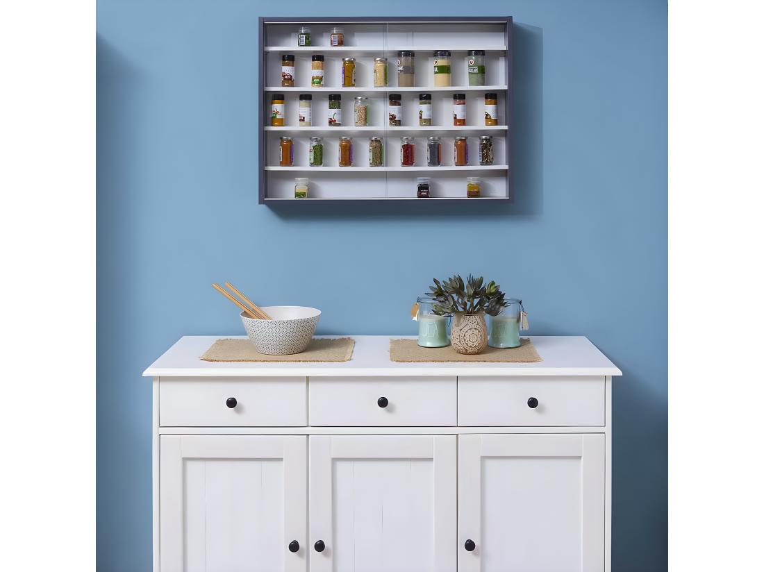 Vente Unique COLLECT - Vitrine Murale 5 Compartiments Grise Et Blanche