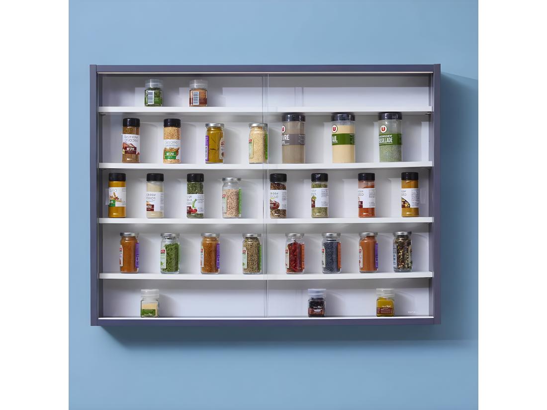 Vente Unique COLLECT - Vitrine Murale 5 Compartiments Grise Et Blanche