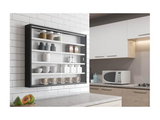 Vente Unique COLLECT - Vitrine Murale 5 Compartiments Noire Et Blanche