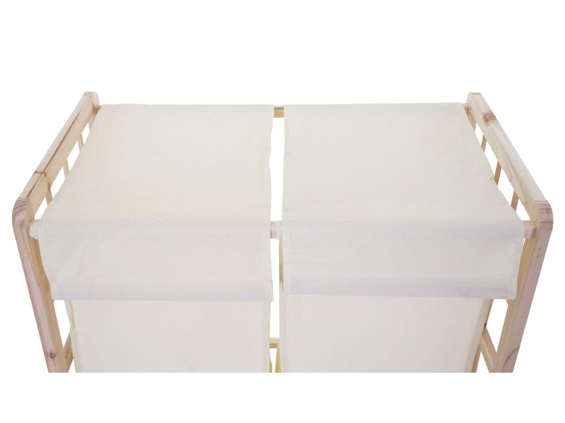 Vente Unique Collecteur De Linge MCW-B60 Brun Clair Couvercle Crème