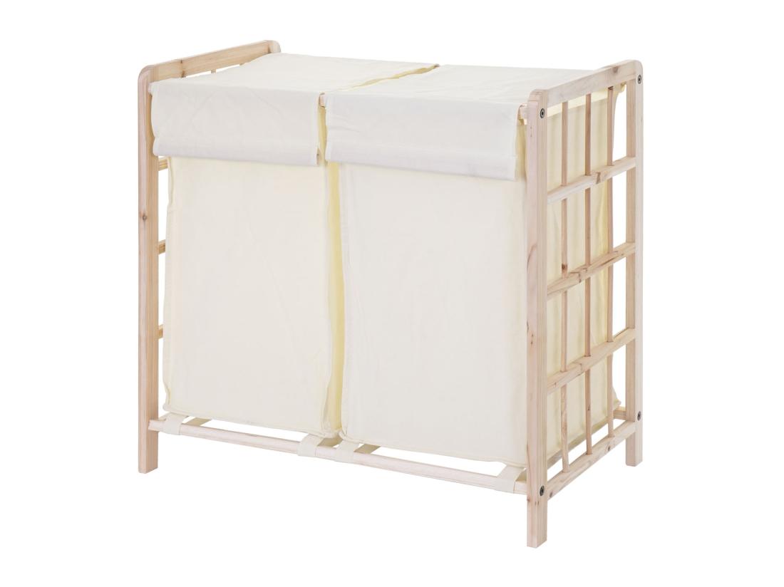 Vente Unique Collecteur De Linge MCW-B60 Brun Clair Couvercle Crème