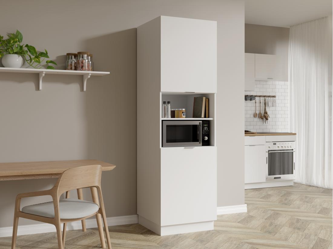 vente unique Colonne de cuisine avec 2 portes et 2 niches - Blanc - CARMEO