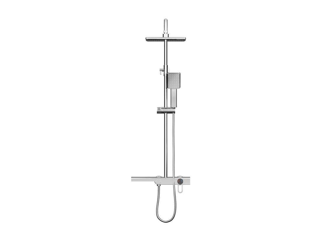 Vente Unique Colonne De Douche En Acier Inoxydable Avec Tablette - Brush Nickel - Hauteur Réglable - JIZEO