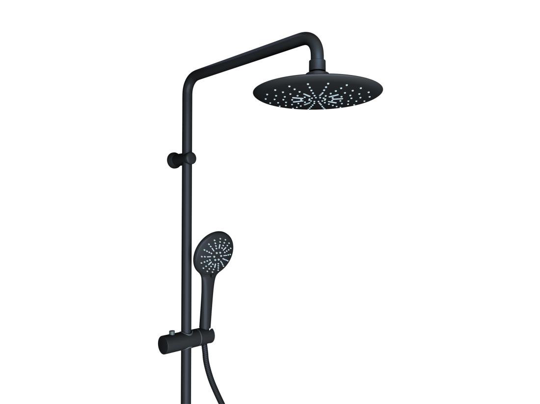Vente Unique Colonne De Douche En Acier Inoxydable Noir Mat - 116 Cm - AITA