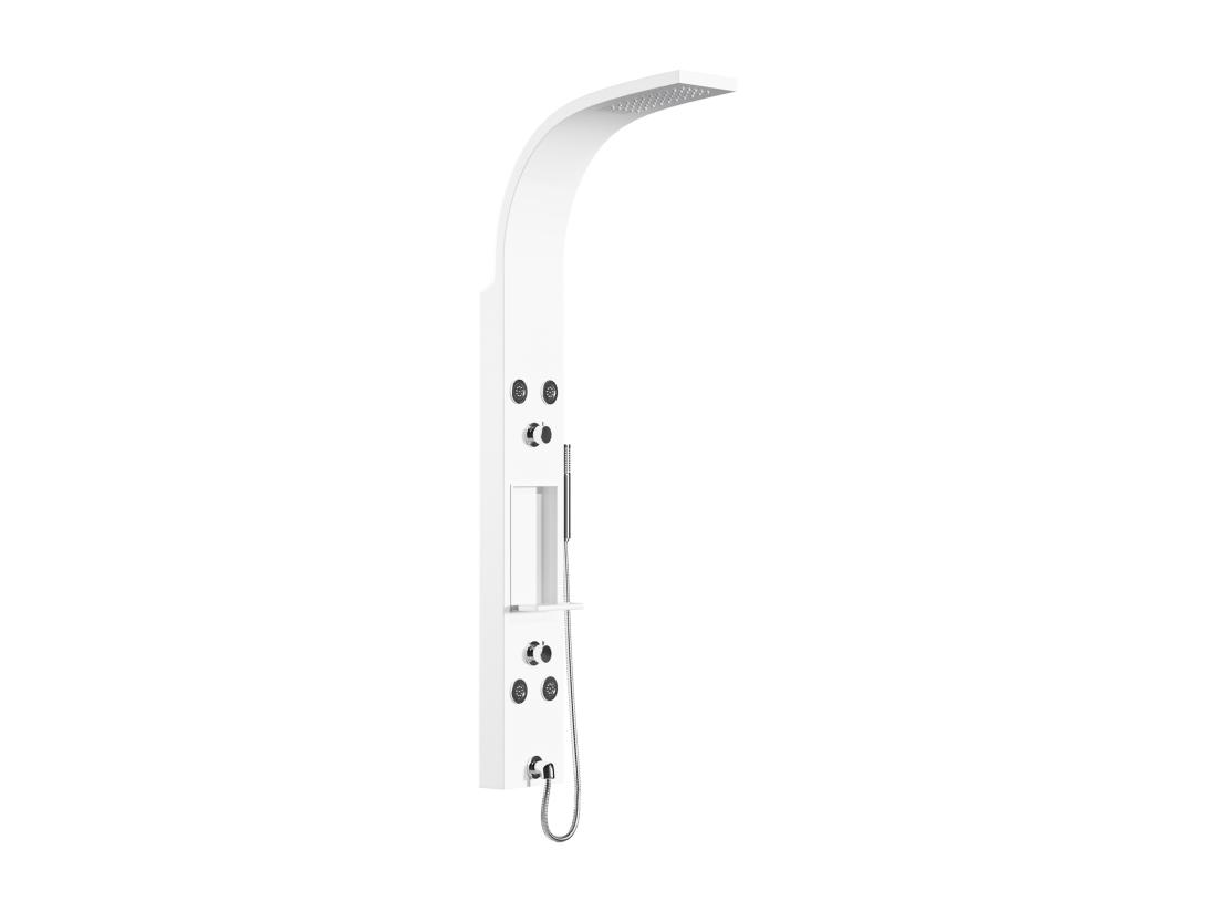 Vente Unique Colonne De Douche Hydromassante Avec étagère - Blanc Mat - 20 X 140 Cm - ROANA