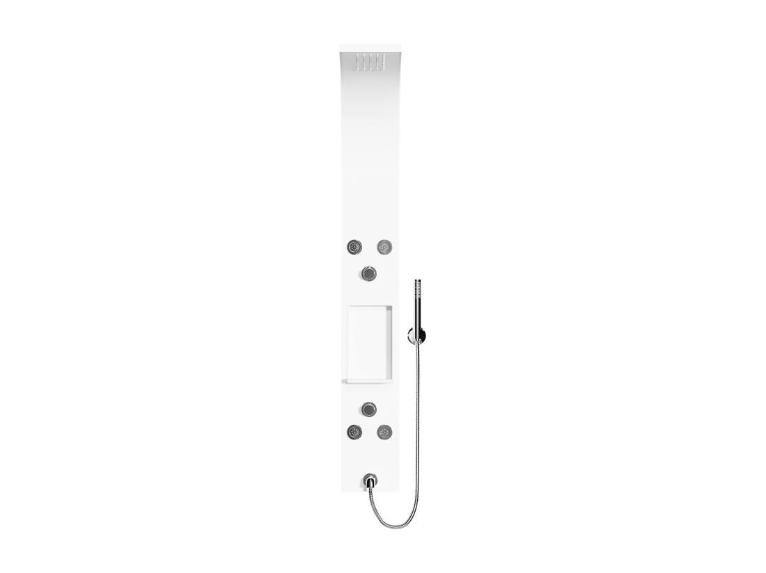 Vente Unique Colonne De Douche Hydromassante Avec étagère - Blanc Mat - 20 X 140 Cm - ROANA