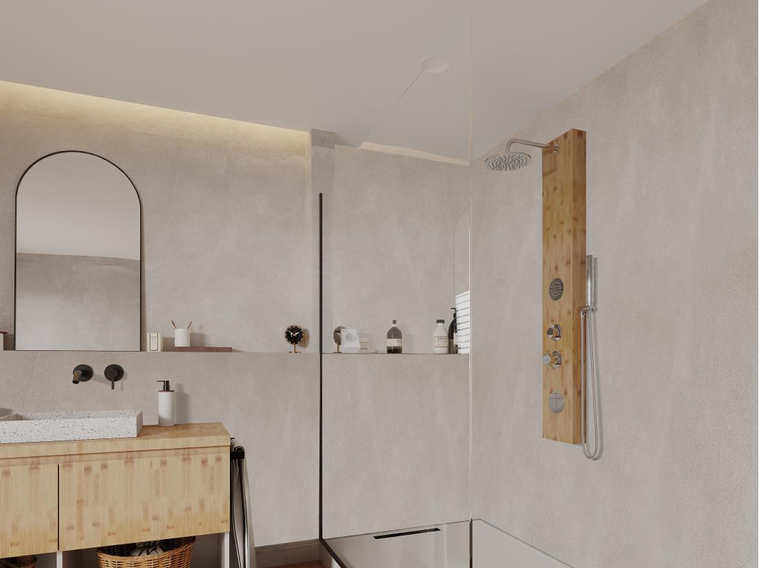 vente unique Colonne de douche hydromassante en bambou - 20*140 cm - SOLAL