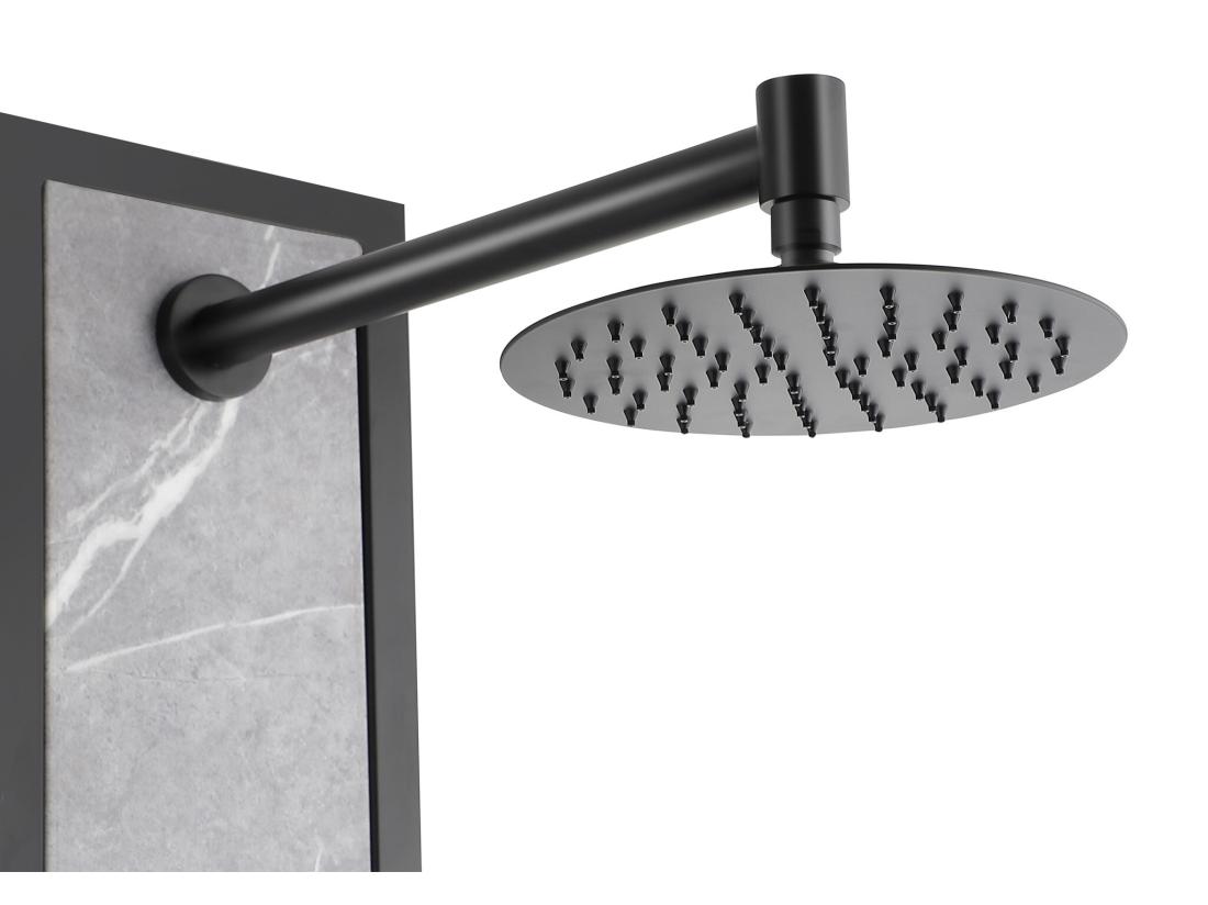 Vente Unique Colonne De Douche Hydromassante Noire Avec Décor Pierre - H127 X L48 5 Cm - LETIYA
