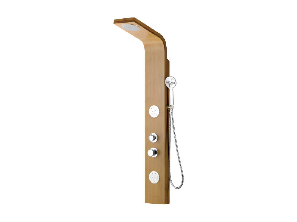 Vente Unique Colonne De Douche Hydromassante Pluie Tropicale Et Panneau En Bambou - 20*140 Cm - TISSIA