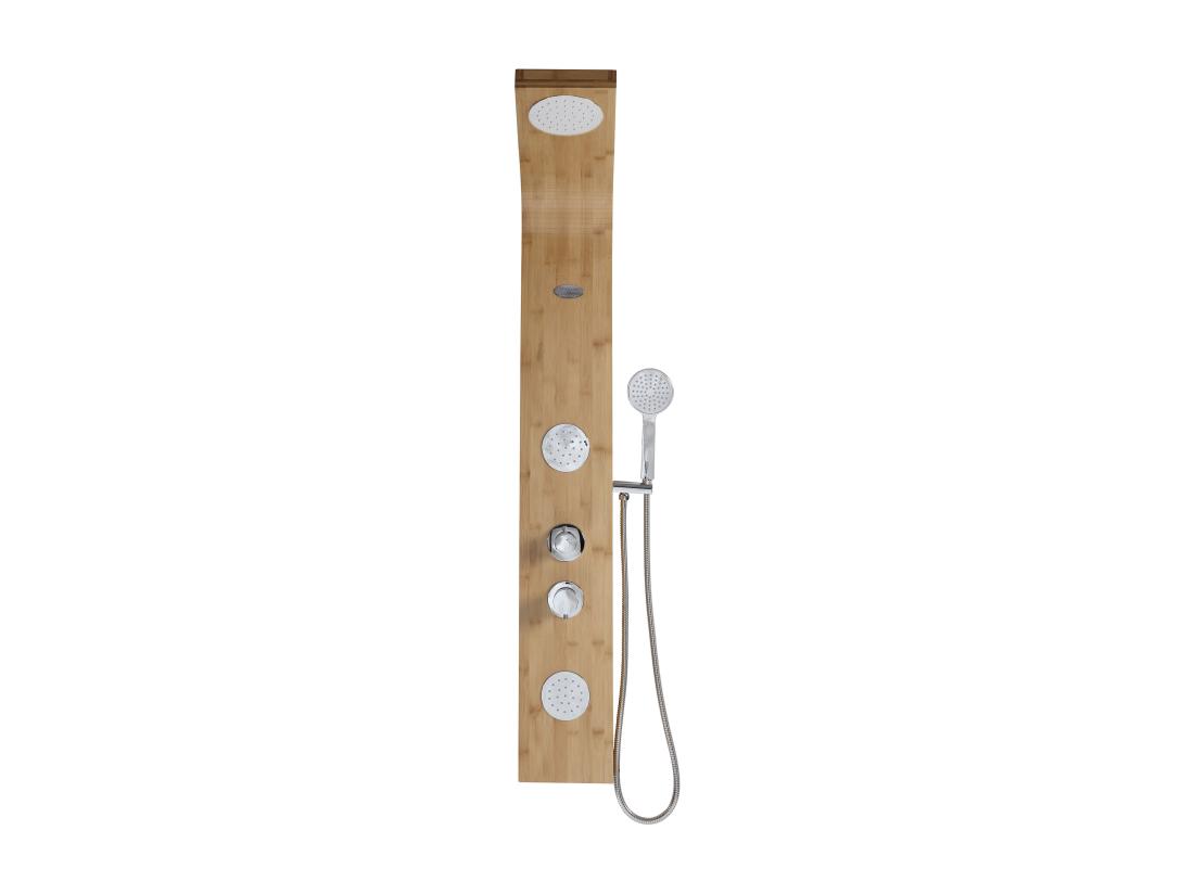 Vente Unique Colonne De Douche Hydromassante Pluie Tropicale Et Panneau En Bambou - 20*140 Cm - TISSIA