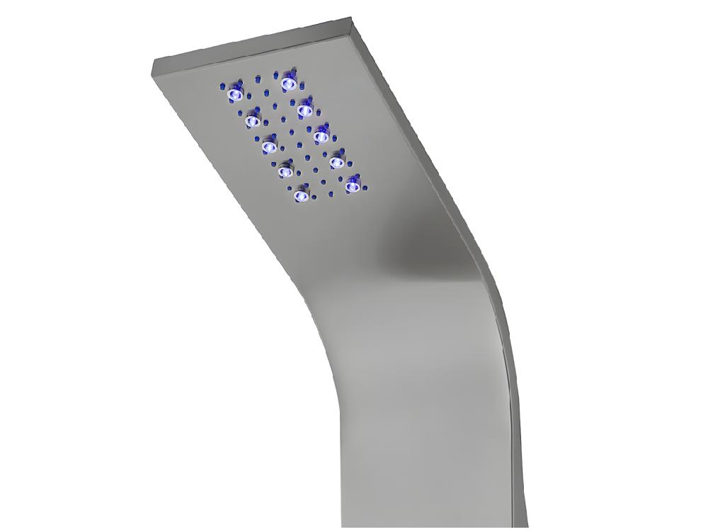 Vente Unique Colonne De Douche Hydromassante Thermostatique à Leds Et Bluetooth - L20 X H165 Cm - Argenté - CHAKRA V