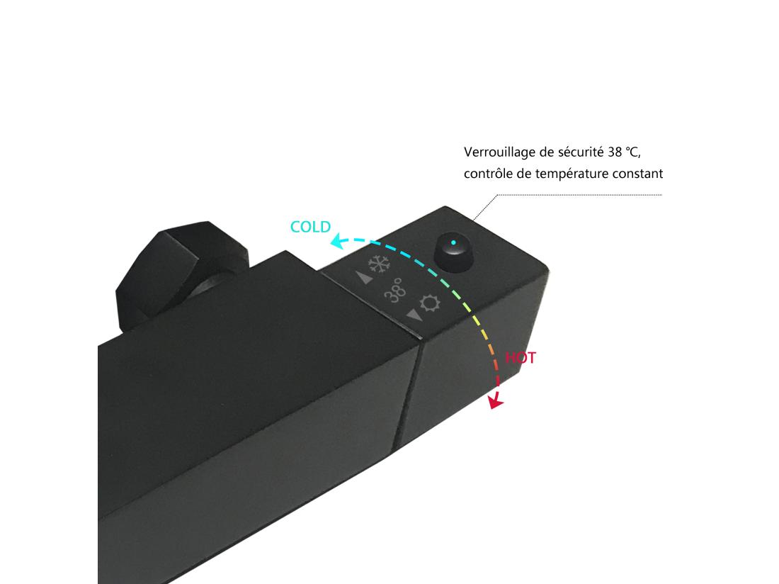 Vente Unique Colonne De Douche Thermostatique 200mm Kit Carré Noir AICA