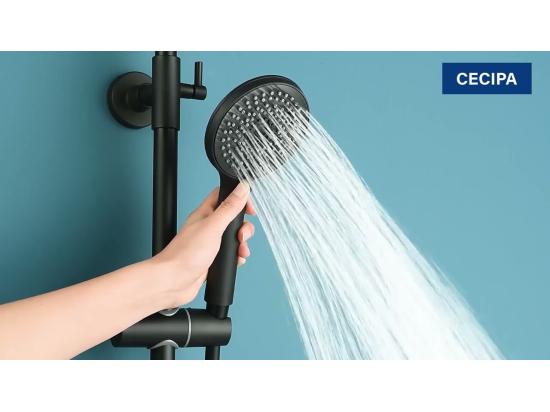 Vente Unique Colonne De Douche Thermostatique Cecipa Max Pomme 230mm+Douchette 2 Jets Noir EU Modèle