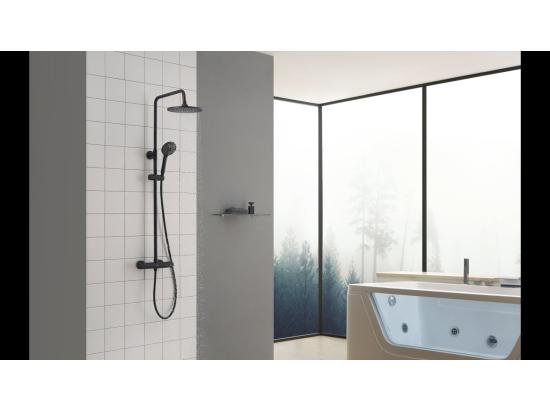 Vente Unique Colonne De Douche Thermostatique Cecipa Max Pomme 230mm+Douchette 2 Jets Noir EU Modèle