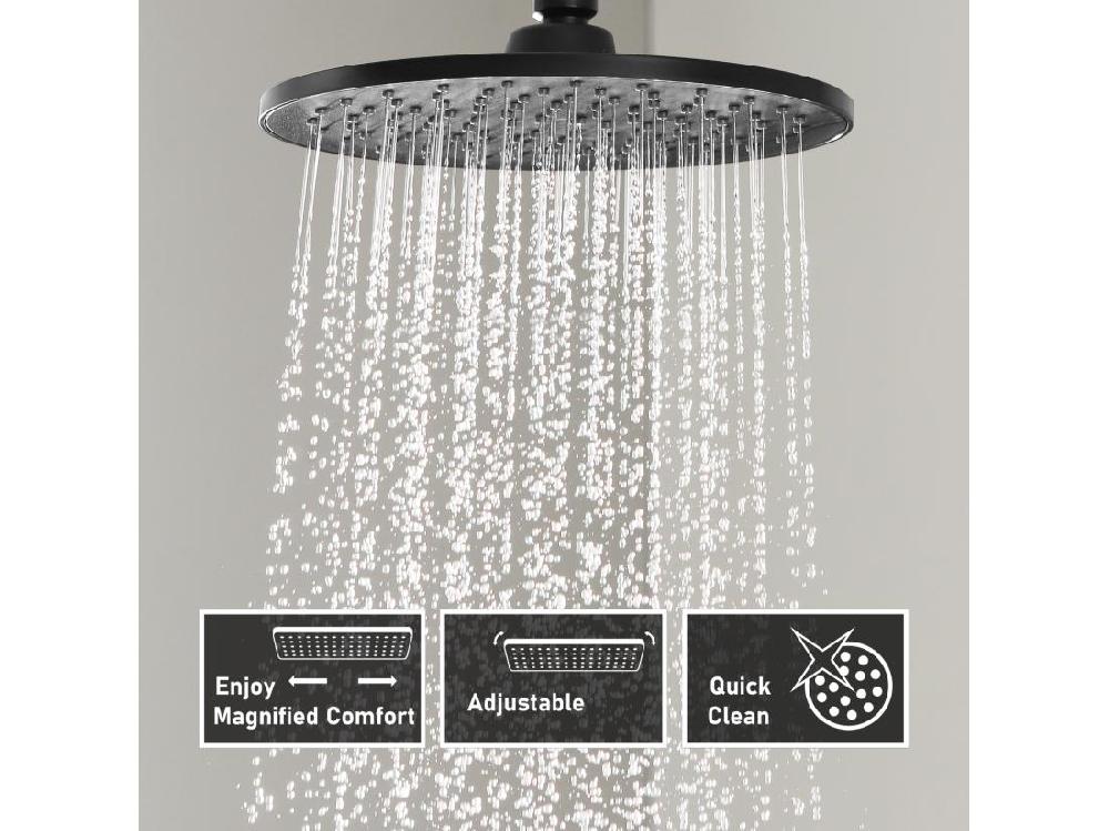 Vente Unique Colonne De Douche Thermostatique Cecipa Max Pomme 230mm+Douchette 2 Jets Noir EU Modèle