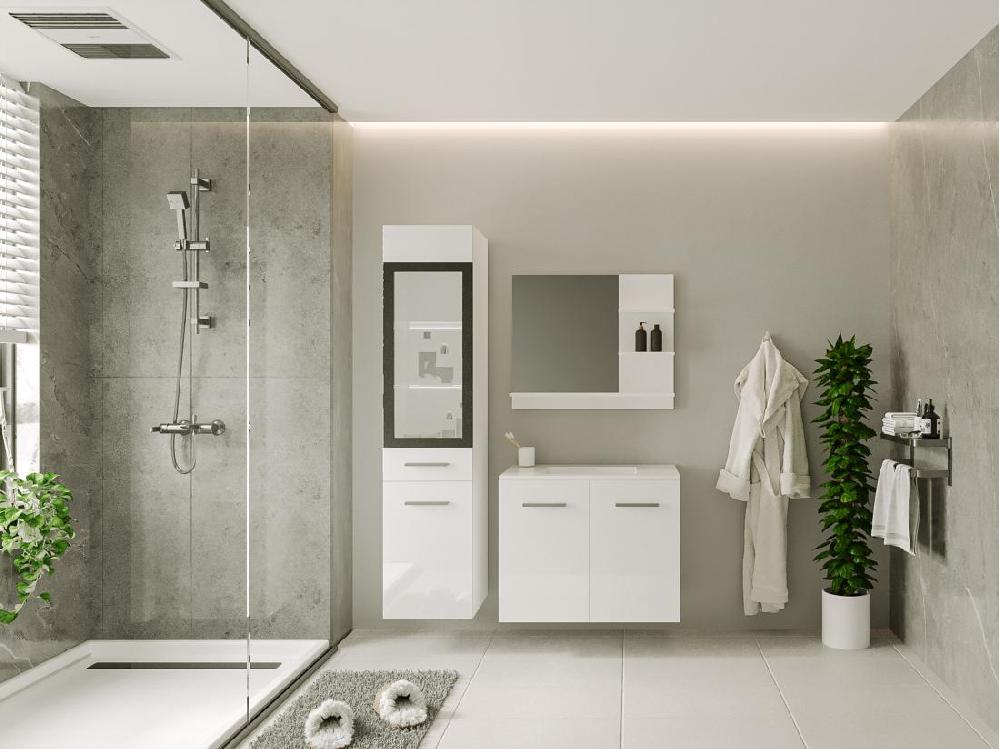 vente unique Colonne de salle de bain avec Leds blanches - Coloris blanc - L30 x l30 x H132 cm - LAURINE II