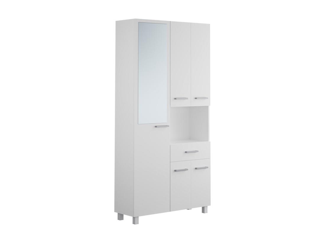Vente Unique Colonne De Salle De Bain Avec Miroir Sur Pied - 180 Cm - Blanc - MINELA