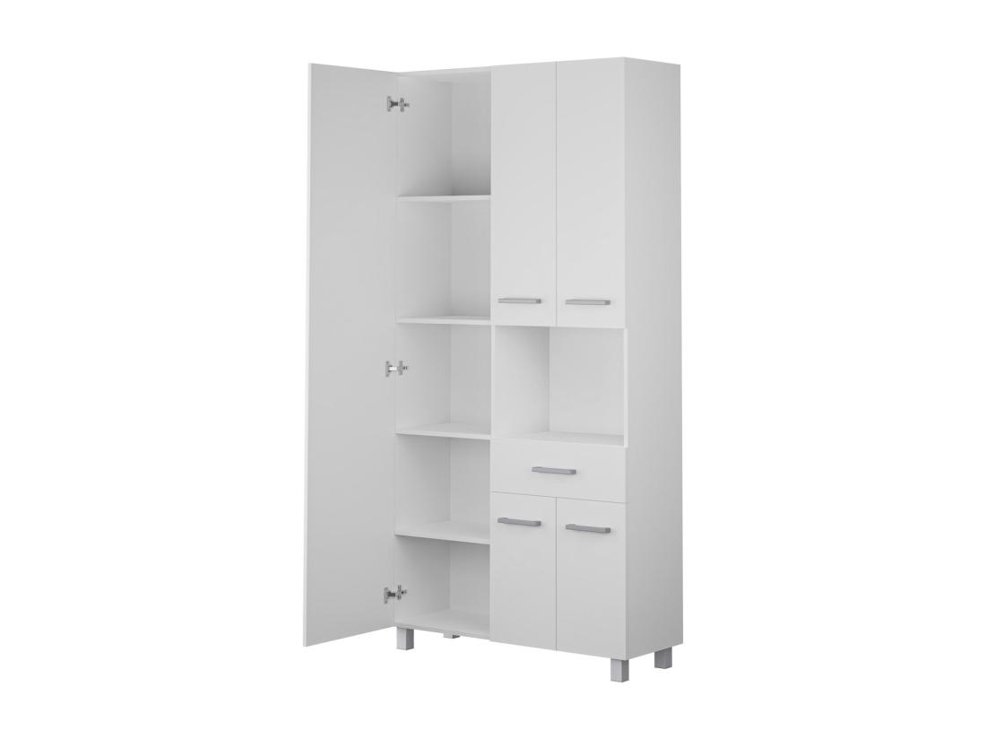 Vente Unique Colonne De Salle De Bain Avec Miroir Sur Pied - 180 Cm - Blanc - MINELA