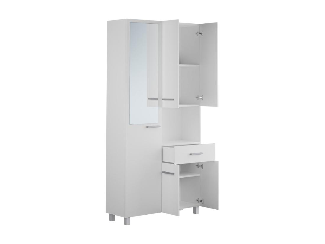 Vente Unique Colonne De Salle De Bain Avec Miroir Sur Pied - 180 Cm - Blanc - MINELA