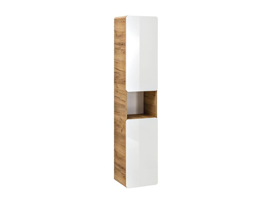 Vente Unique Colonne De Salle De Bain Coloris Naturel Et Blanc - L35 X L32 X H170 Cm - ARUBA